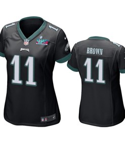 A.J. Brown 11 Philadelphia Eagles Super Bowl LVII Black Game Jersey - Women