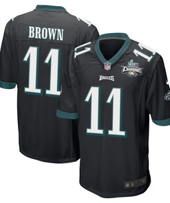 A.J. Brown 11 Philadelphia Eagles Super Bowl LVII Champions 2 Stars Men Game Jersey - Black