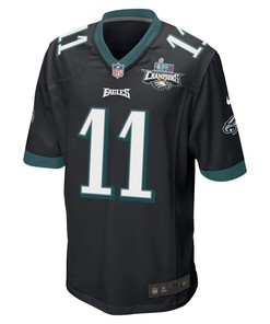 A.J. Brown 11 Philadelphia Eagles Super Bowl LVII Champions 2 Stars Men Game Jersey - Black