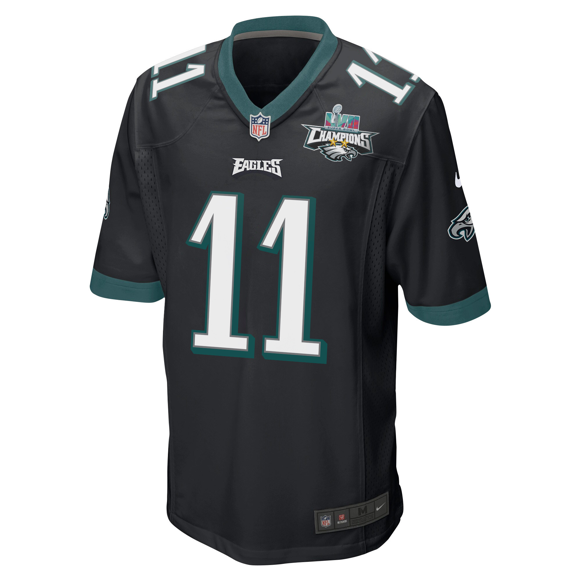 A.J. Brown 11 Philadelphia Eagles Super Bowl LVII Champions 2 Stars Men Game Jersey - Black