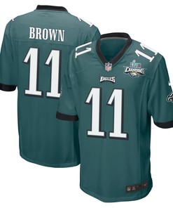 A.J. Brown 11 Philadelphia Eagles Super Bowl LVII Champions 2 Stars Men Game Jersey - Midnight Green
