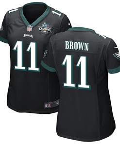 A.J. Brown 11 Philadelphia Eagles Super Bowl LVII Champions 2 Stars Women Game Jersey - Black