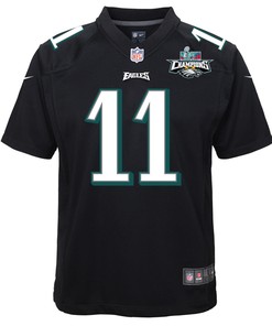 A.J. Brown 11 Philadelphia Eagles Super Bowl LVII Champions 2 Stars Youth Game Jersey - Black