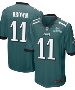 A.J. Brown 11 Philadelphia Eagles Super Bowl LVII Champions Men Game Jersey - Midnight Green