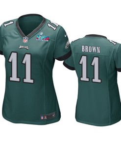 A.J. Brown 11 Philadelphia Eagles Super Bowl LVII Game Jersey - Women Green
