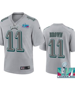 A.J. Brown 11 Philadelphia Eagles Super Bowl LVII Youth Atmosphere Game Jersey - Gray