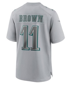 A.J. Brown 11 Philadelphia Eagles Youth Super Bowl LVII Patch Atmosphere Fashion Game Jersey - Gray