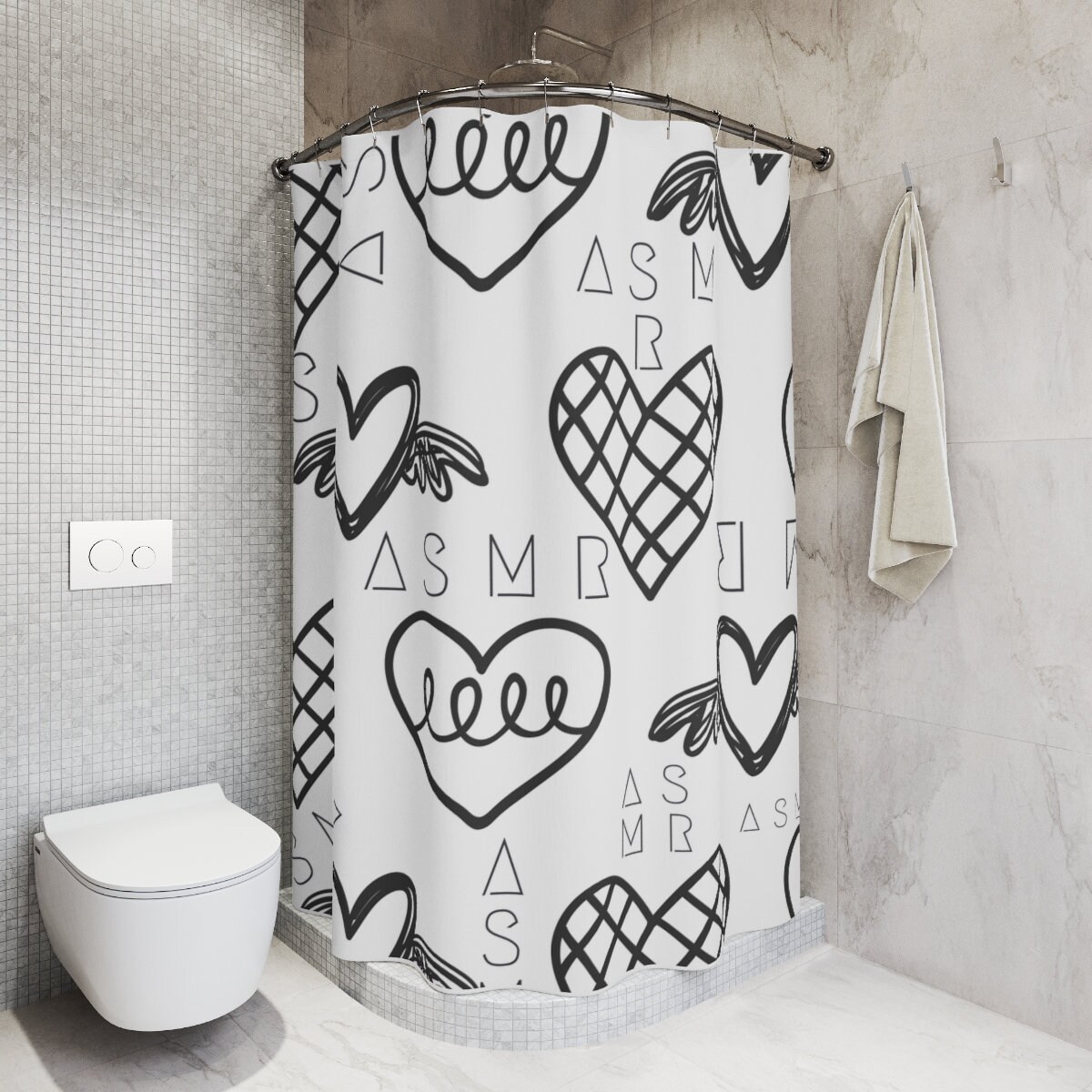 ASMR Hearts Shower Curtain - Bathroom Decor for Relaxation