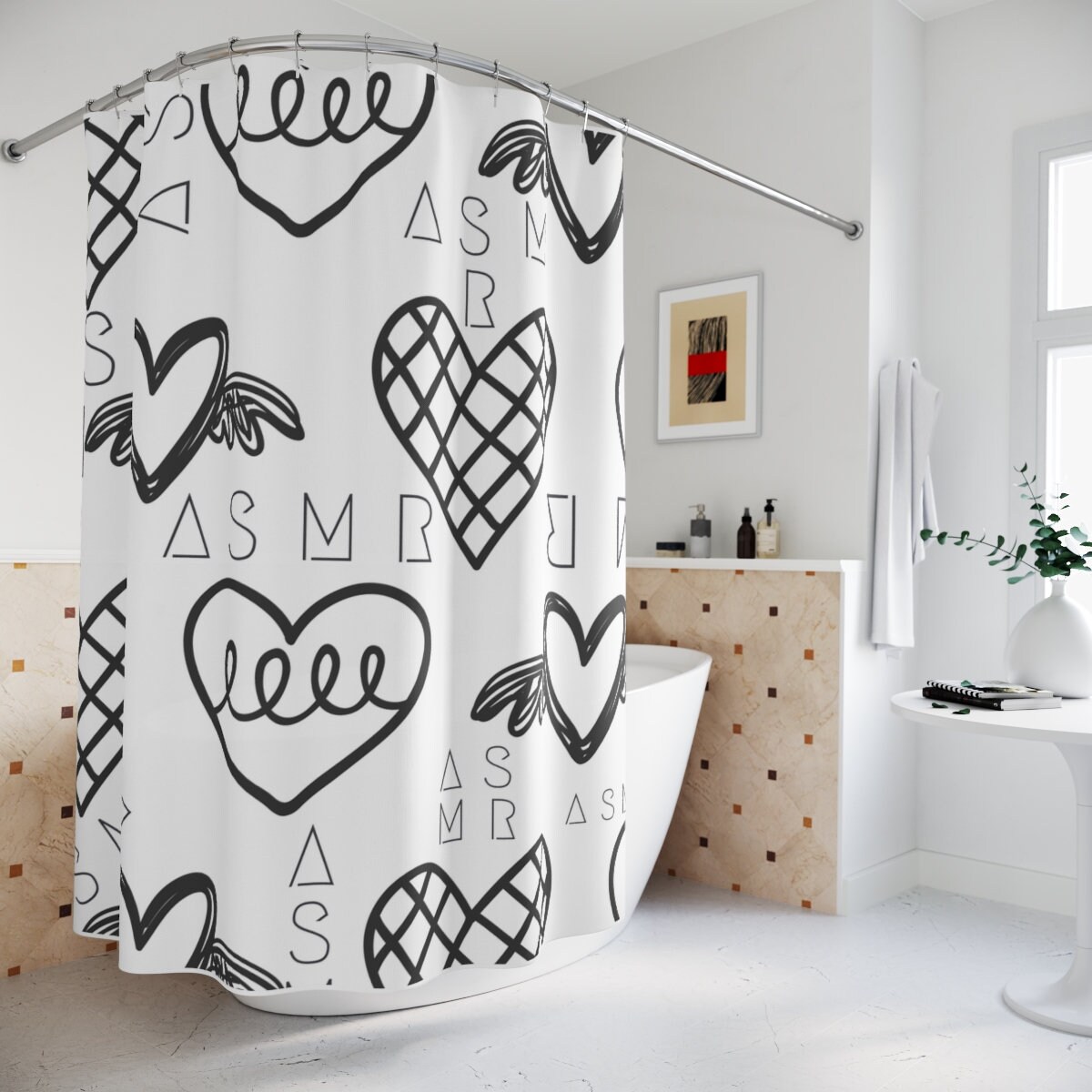 ASMR Hearts Shower Curtain - Bathroom Decor for Relaxation