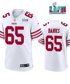 Aaron Banks 65 San Francisco 49Ers Super Bowl LVII Men Game Jersey- White