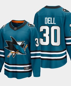 Aaron Dell 30 San Jose Sharks 2022-23 Home The Evolve Teal Jersey