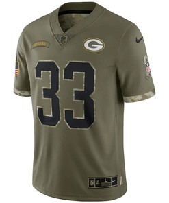 Aaron Jones 33 Green Bay Packers 2022 Salute To Service Limited Jersey - Olive