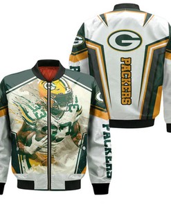Aaron Jones 33 Green Bay Packers Nfc North Division Champions Super Bowl 2021 Bomber Jacket Model 240