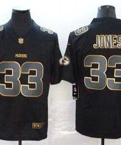 Aaron Jones #33 Green Bay Packers Nfl Explosion Legendary Gold Black Jersey