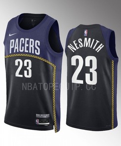 Aaron Nesmith 23 Indiana Pacers 2022-23 City Edition Black Navy Jersey Swingman