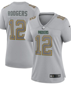 Aaron Rodgers 12 Green Bay Packers Women's Atmosphere Fashion Game Jersey - Gray