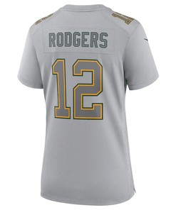 Aaron Rodgers 12 Green Bay Packers Women's Atmosphere Fashion Game Jersey - Gray