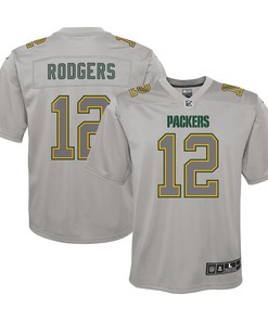 Aaron Rodgers 12 Green Bay Packers Youth Atmosphere Game Jersey - Gray