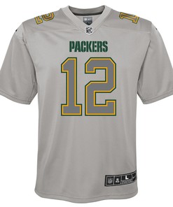 Aaron Rodgers 12 Green Bay Packers Youth Atmosphere Game Jersey - Gray