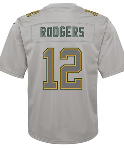 Aaron Rodgers 12 Green Bay Packers Youth Atmosphere Game Jersey - Gray