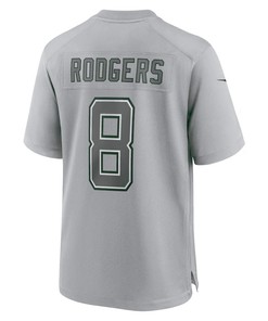 Aaron Rodgers 8 New York Jets Atmosphere Fashion Game Jersey - Men Heather Gray