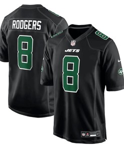 Aaron Rodgers 8 New York Jets Fashion Game Jersey - Men Black