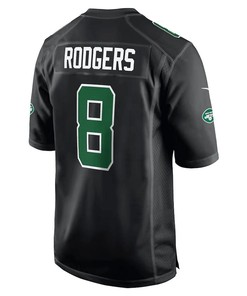 Aaron Rodgers 8 New York Jets Fashion Game Jersey - Men Black
