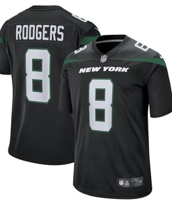 Aaron Rodgers 8 New York Jets Men Game Jersey - Black