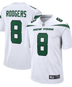 Aaron Rodgers 8 New York Jets Men Game Jersey - White