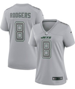 Aaron Rodgers 8 New York Jets Women Atmosphere Fashion Game Jersey - Heather Gray