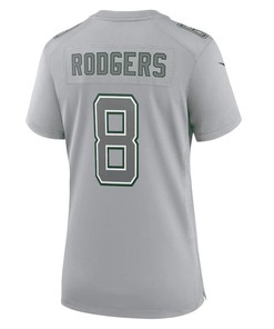 Aaron Rodgers 8 New York Jets Women Atmosphere Fashion Game Jersey - Heather Gray
