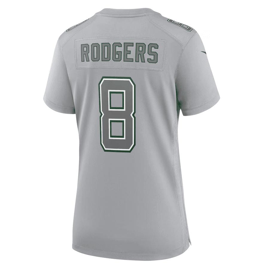 Aaron Rodgers 8 New York Jets Women Atmosphere Fashion Game Jersey - Heather Gray