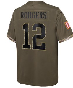 Aaron Rodgers Green Bay Packers 2022 Salute To Service Player Limited Jersey - Olive