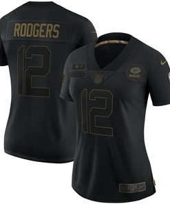 Aaron Rodgers Green Bay Packers Womens 2020 Salute To Service Limited Jersey - Black