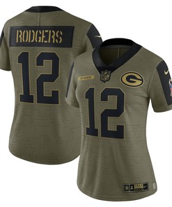 Aaron Rodgers Green Bay Packers Womens 2021 Salute To Service Limited Player Jersey - Olive Nfl
