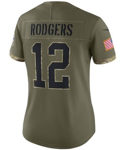 Aaron Rodgers Green Bay Packers Women's 2022 Salute To Service Limited Jersey - Olive