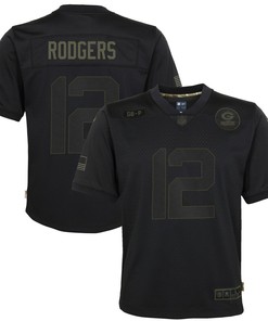 Aaron Rodgers Green Bay Packers Youth 2020 Salute To Service Game Jersey - Black