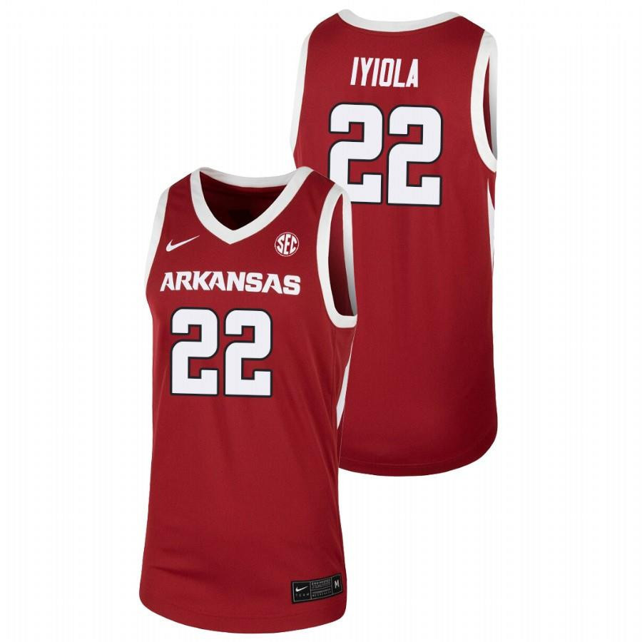 Abayomi Iyiola 22 Arkansas Razorbacks 2023 Team Basketball Men Jersey - Cardinal