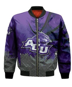 Abilene Christian Wildcats Bomber Jacket Basketball Net Grunge Pattern- NCAA