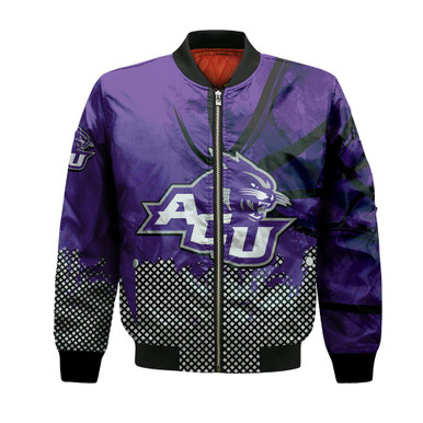Abilene Christian Wildcats Bomber Jacket Basketball Net Grunge Pattern- NCAA