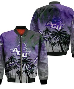 Abilene Christian Wildcats Bomber Jacket Coconut Tree Tropical Grunge - NCAA