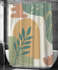 Abstract Art Shower Curtain, Nordic Style for Bohemian Bathroom Decor