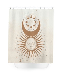 Abstract Boho Shower Curtain - Witchy Celestial Style with Artistic Flair