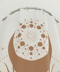 Abstract Boho Shower Curtain - Witchy Celestial Style with Artistic Flair