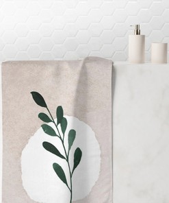 Abstract Dusty Blush and Green Floral Boho Shower Curtain Set