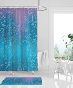 Abstract Floral Boho Shower Curtain in Blue and Purple