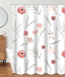 Abstract Flower Shower Curtain, Minimalist Design for Modern Bathroom