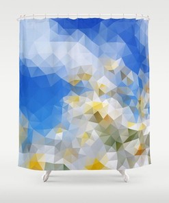Abstract Geometric Art Yellow Shower Curtain - Bathroom Decor