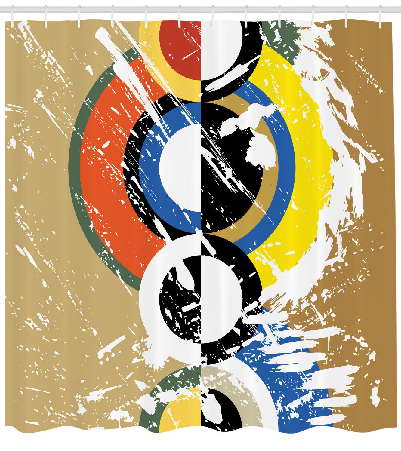 Abstract Geometric Circles Artistic Print on Shower Curtain for Your Bathroom Decorations