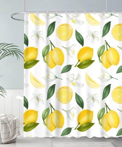 Abstract Lemon Boho Shower Curtain - Yellow Bathroom Decor Print